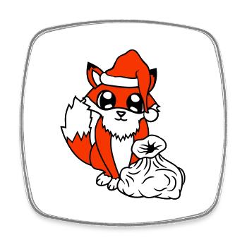 Fuchs Rotfuchs Weihnachtsmann Weihnachten Geschenk - Viereckiger Kühlschrankmagnet - Weiß - Vorne