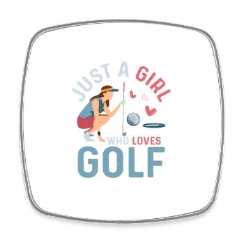 Juste une fille qui aime le golf Golfeur - Magnet carré - blanc - Devant