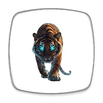 Tiger - Viereckiger Kühlschrankmagnet - Weiß - Vorne