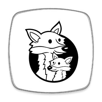 Trou de Renard Famille Maman Enfant Père Mère Papa Mignon - Magnet carré - blanc - Devant