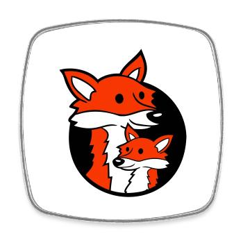 Trou de Renard Famille Maman Enfant Père Mère Papa Mignon - Magnet carré - blanc - Devant