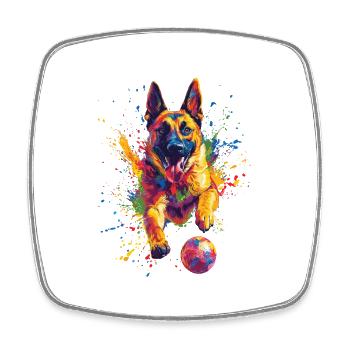 Belgischer Malinois - Viereckiger Kühlschrankmagnet - Weiß - Vorne