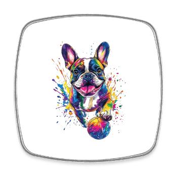 Französische Bulldogge - Viereckiger Kühlschrankmagnet - Weiß - Vorne