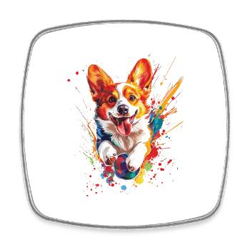 Welsh Corgi Pembroke - Viereckiger Kühlschrankmagnet - Weiß - Vorne