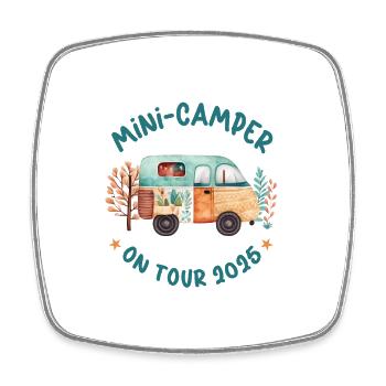 Kind Camper 2025 Camping Urlaub Kinder Wohnwagen - Viereckiger Kühlschrankmagnet - Weiß - Vorne