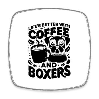 Life's Better With Coffee And Boxers Caffeine - Square fridge magnet - white - Front
