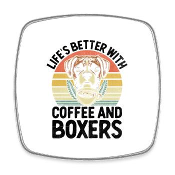 Retro Life's Better With Coffee And Boxers - Square fridge magnet - white - Front