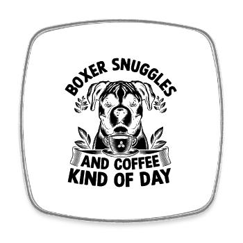 Boxer Câlins Et Café Type De Jour Caféine Chien - Magnet carré - blanc - Devant