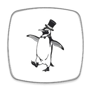 Pingouin élégant avec chapeau haut de forme et nœud papillon - Magnet carré - blanc - Devant