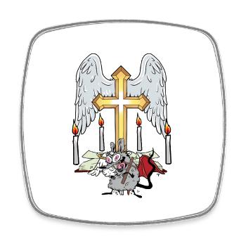 Churches Rat Mouse Cross Crucifix Halloween - Square fridge magnet - white - Front