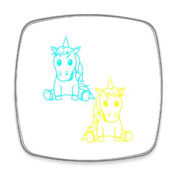 Licorne Rétro Vintage des années 80 des années 90 Licornes Cheval - Magnet carré - blanc - Devant