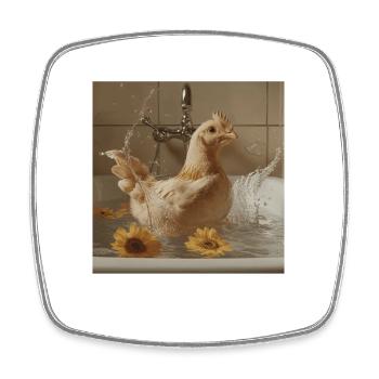 Huhn - Viereckiger Kühlschrankmagnet - Weiß - Vorne
