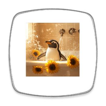 Pinguin - Viereckiger Kühlschrankmagnet - Weiß - Vorne