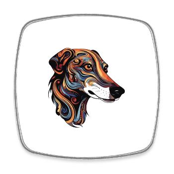 Greyhound Hund Portrait - Viereckiger Kühlschrankmagnet - Weiß - Vorne