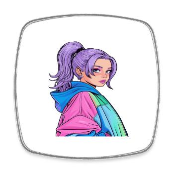 Anime Woman - Square fridge magnet - white - Front