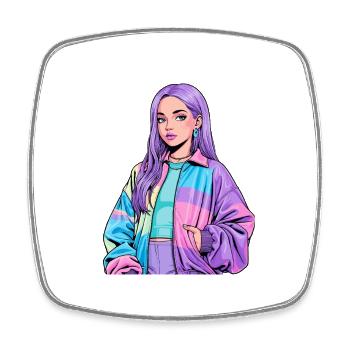 Anime Woman - Square fridge magnet - white - Front