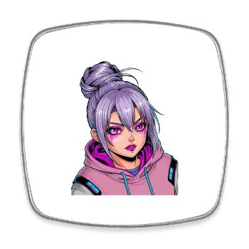 Anime Woman - Square fridge magnet - white - Front