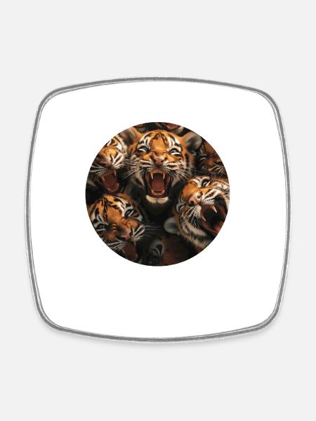 Tiger - Viereckiger Kühlschrankmagnet - Weiß