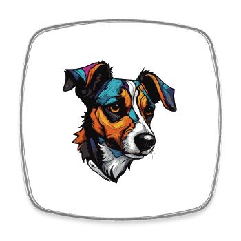 Jack Russel Terrier Hund Portrait - Viereckiger Kühlschrankmagnet - Weiß - Vorne