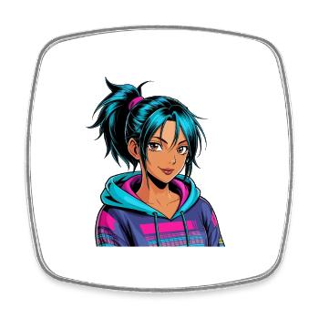 Anime Woman - Square fridge magnet - white - Front