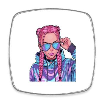 Anime Woman - Square fridge magnet - white - Front