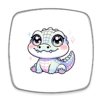 Super Cute Kawaii Baby Crocodile - Viereckiger Kühlschrankmagnet - Weiß - Vorne