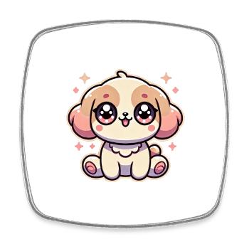 Super Cute Kawaii Baby Dog - Viereckiger Kühlschrankmagnet - Weiß - Vorne
