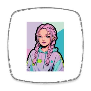 Anime Woman - Square fridge magnet - white - Front