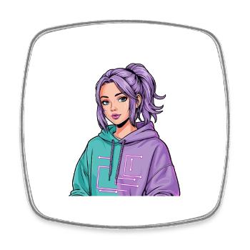 Anime Woman - Square fridge magnet - white - Front