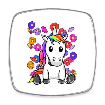 Rétro Licorne Fleurs Été Enfant Enfants Cheval - Magnet carré - blanc - Devant