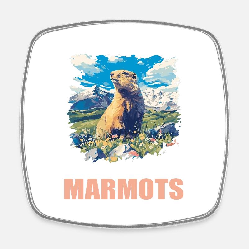 Marmottes Marmottes - Magnet carré - blanc