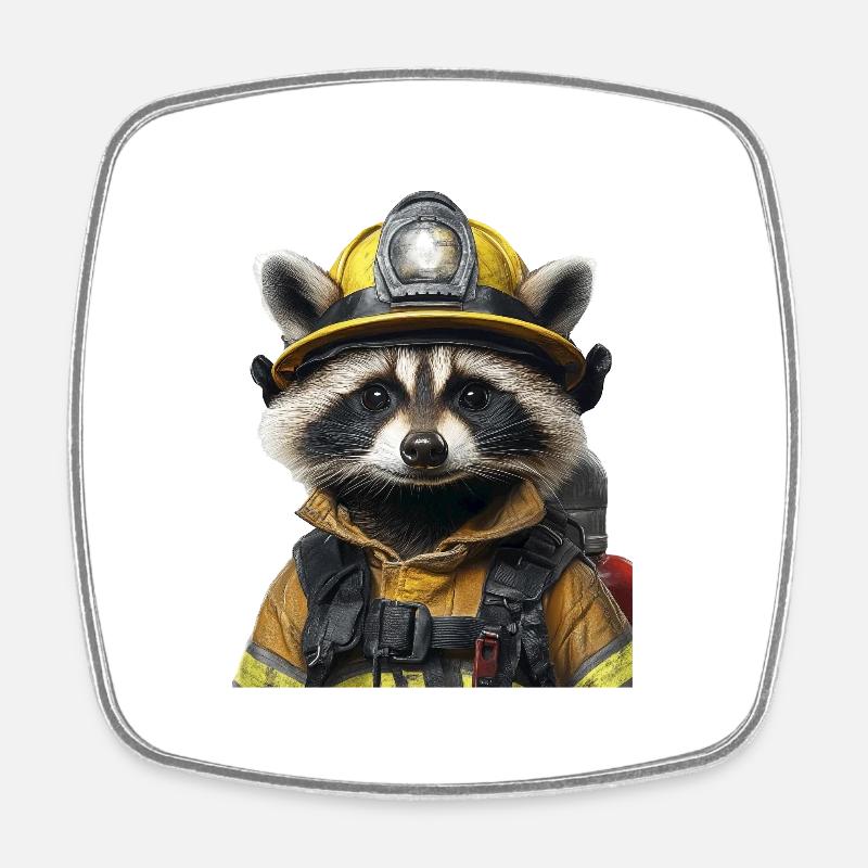 Waschbär - Viereckiger Kühlschrankmagnet - Weiß