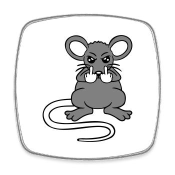 Mouse Nasty Angry Frustrated Aggressive Middle Finger - Square fridge magnet - white - Front