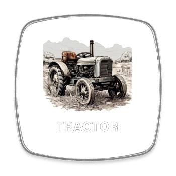 TRACTEUR - Magnet carré - blanc - Devant