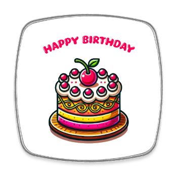 torte happy birthday - Viereckiger Kühlschrankmagnet - Weiß - Vorne