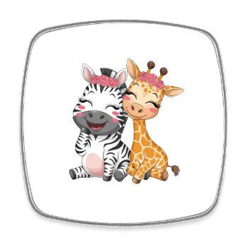 Süßes Zebra und Giraffe für Kinder - Viereckiger Kühlschrankmagnet - Weiß - Vorne