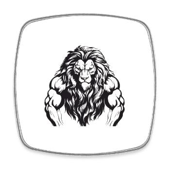 Lion Musculation Muscles Entraînement Gym - Magnet carré - blanc - Devant
