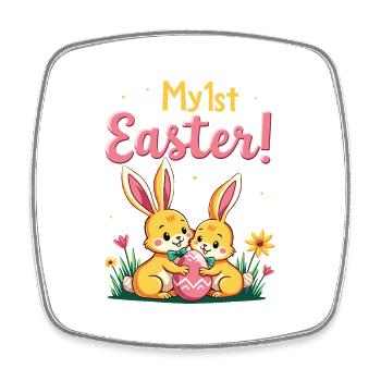 Mes 1ÈRES Lapins de Pâques Doux Pâques Première Pâques - Magnet carré - blanc - Devant