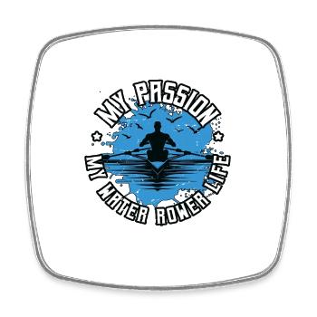 L’aviron aquatique Ma passion Mes sports nautiques Le canoë - Magnet carré - blanc - Devant
