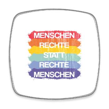 Menschenrechte statt rechte Menschen Demokratie - Viereckiger Kühlschrankmagnet - Weiß - Vorne