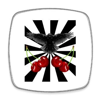 Rockabilly Retro Raven Crow Raven Cherries - Square fridge magnet - white - Front