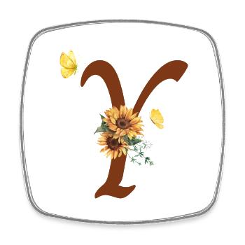 Letter and Sunflower Butterfly - Square fridge magnet - white - Front