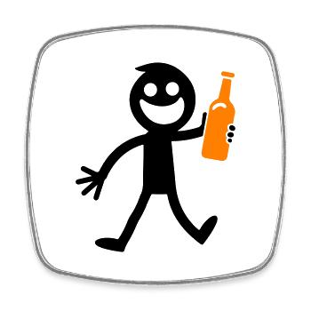 Bière buvant Figurine bâton - Magnet carré - blanc - Devant