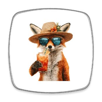Fuchs - Viereckiger Kühlschrankmagnet - Weiß - Vorne