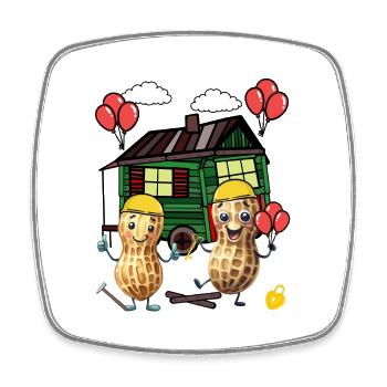 peanuts house builder builder construction trailer own home house - Square fridge magnet - white - Front