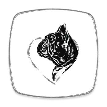 Bulldogge - Viereckiger Kühlschrankmagnet - Weiß - Vorne