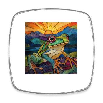 Frosch - Viereckiger Kühlschrankmagnet - Weiß - Vorne