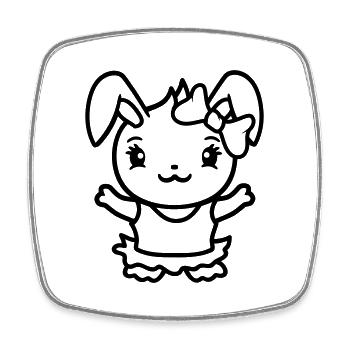 Bunny Girl Pretty Bow Woman Bunny Cute Small - Square fridge magnet - white - Front