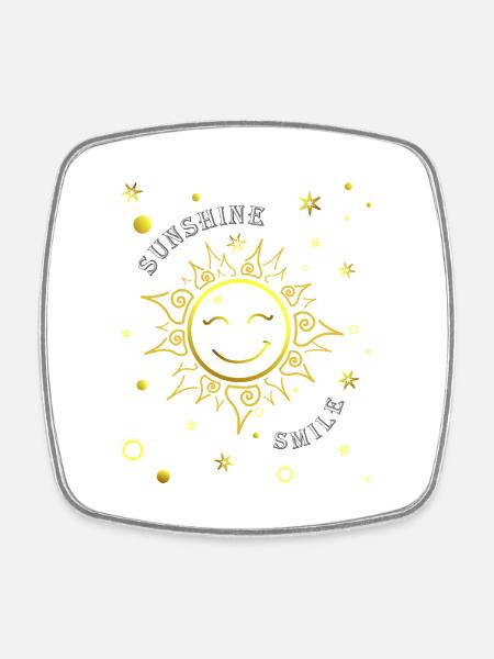 Lachende Sonne - Viereckiger Kühlschrankmagnet - Weiß