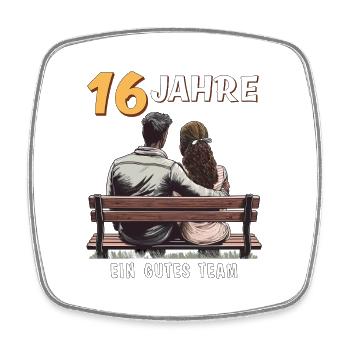 16 YEARS A GOOD TEAM MAN WOMAN - Square fridge magnet - white - Front
